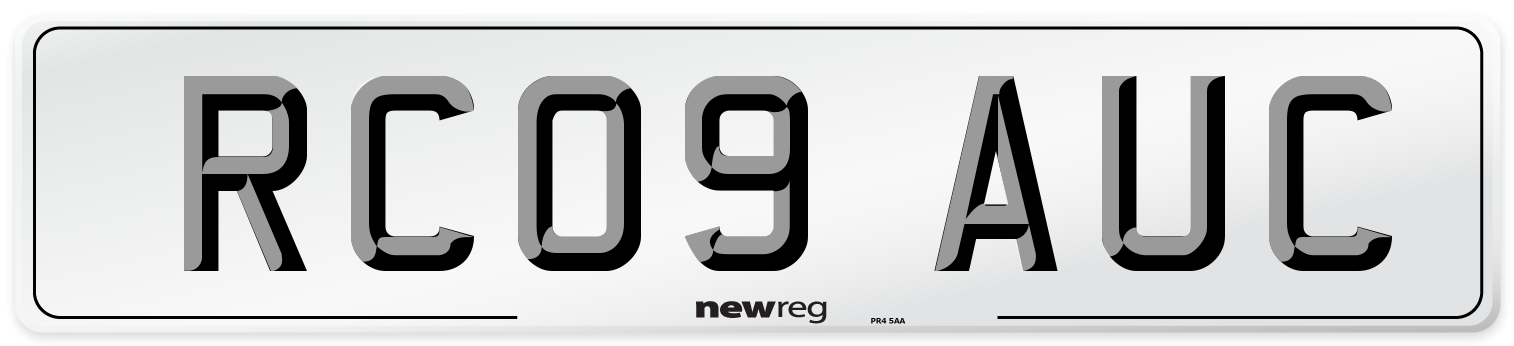 RC09 AUC Number Plate from New Reg